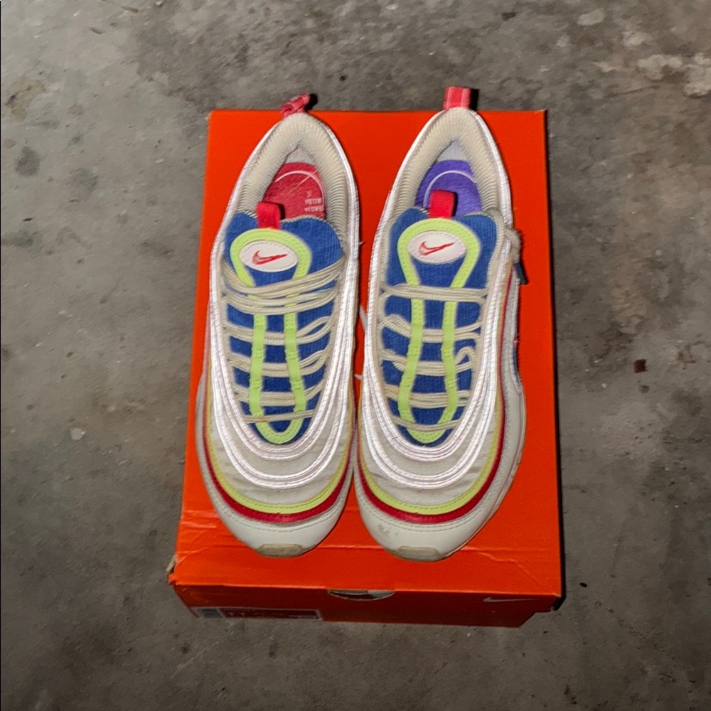Nike Air Max Kids Sneakers with Blue, Pink, and Yellow